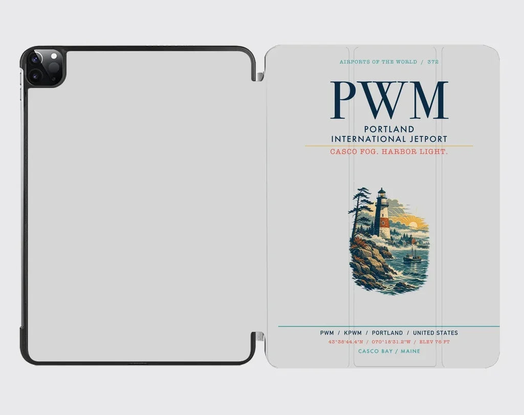 Portland International Jetport (PWM) design on light gray ipad tablet case