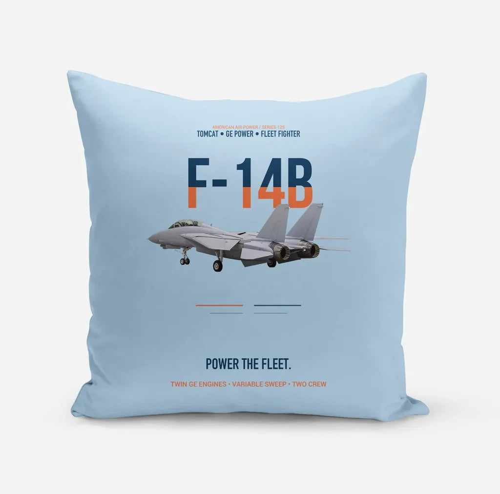F-14B Tomcat Power The Fleet design on light blue pillow