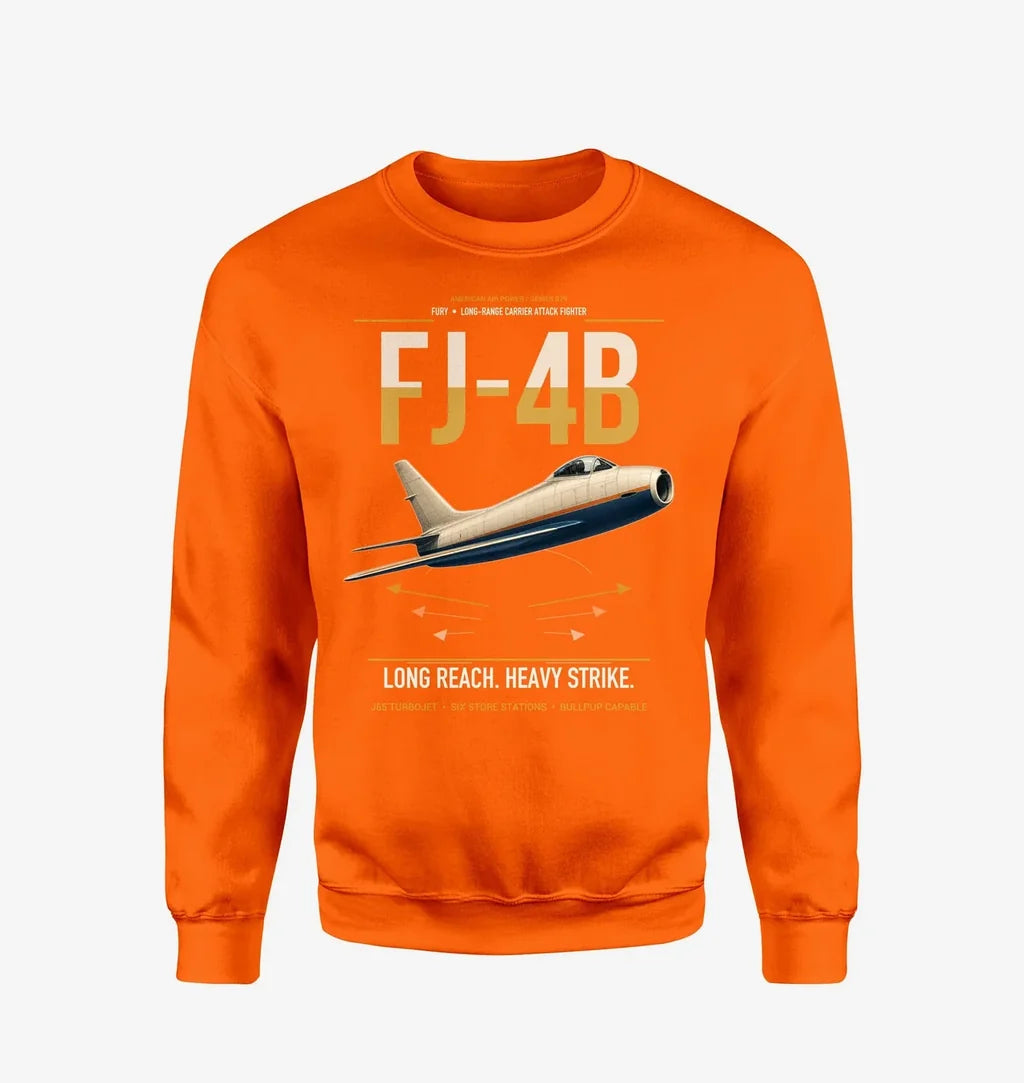 FJ-4B Fury design on orange sweatshirt