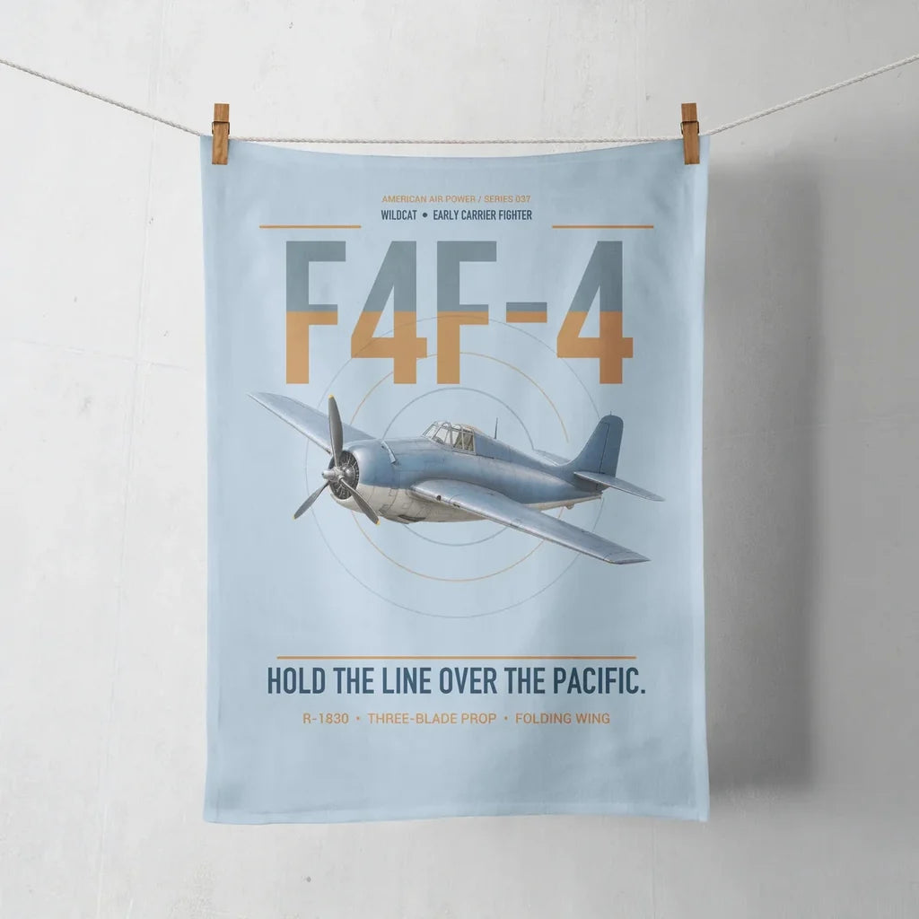 F4F-4 Wildcat design on light blue towel