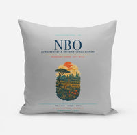 Thumbnail for Nairobi Jomo Kenyatta International Airport (NBO) design on light gray pillow