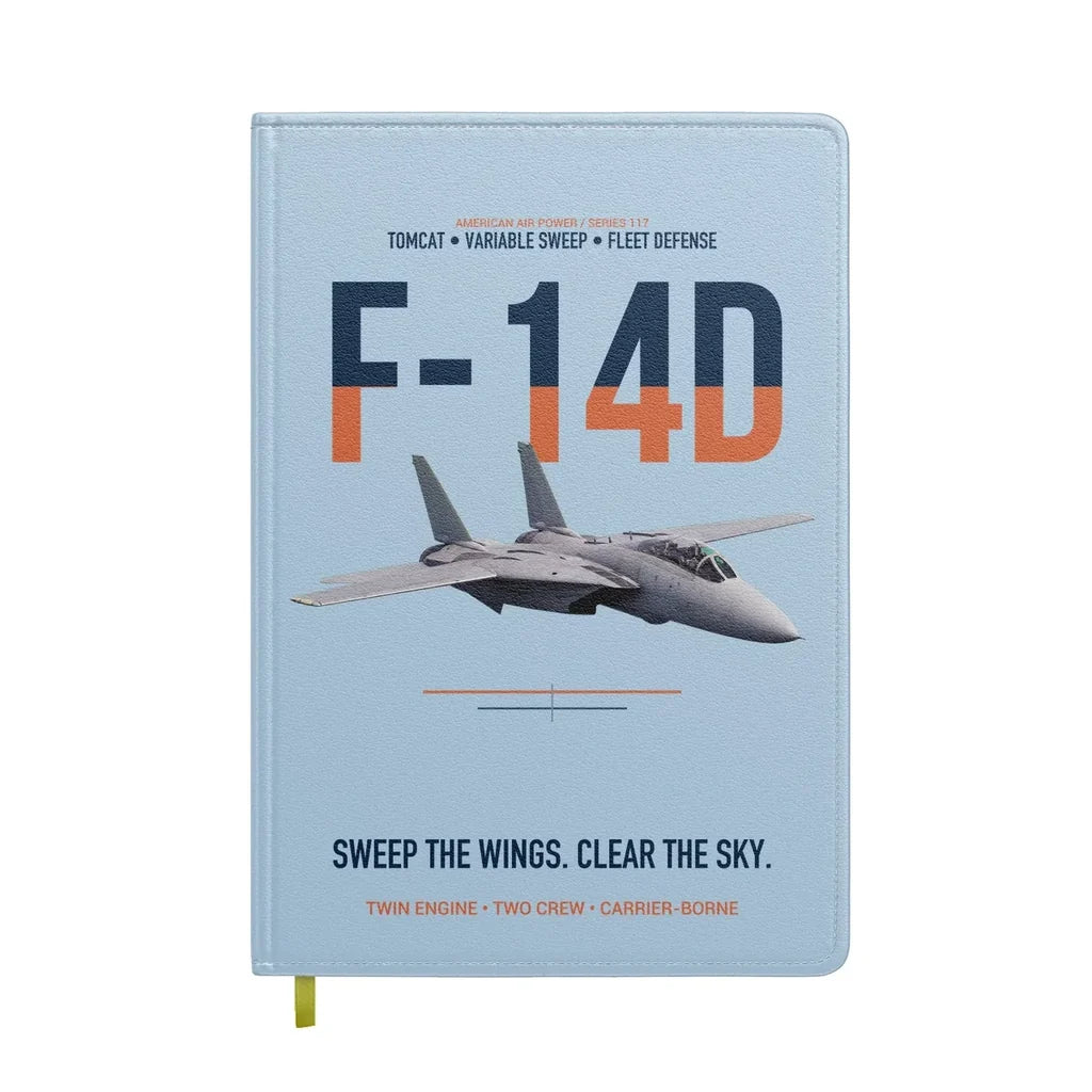 F-14D Tomcat Sweep The Wings Clear The Sky design on light blue notebook