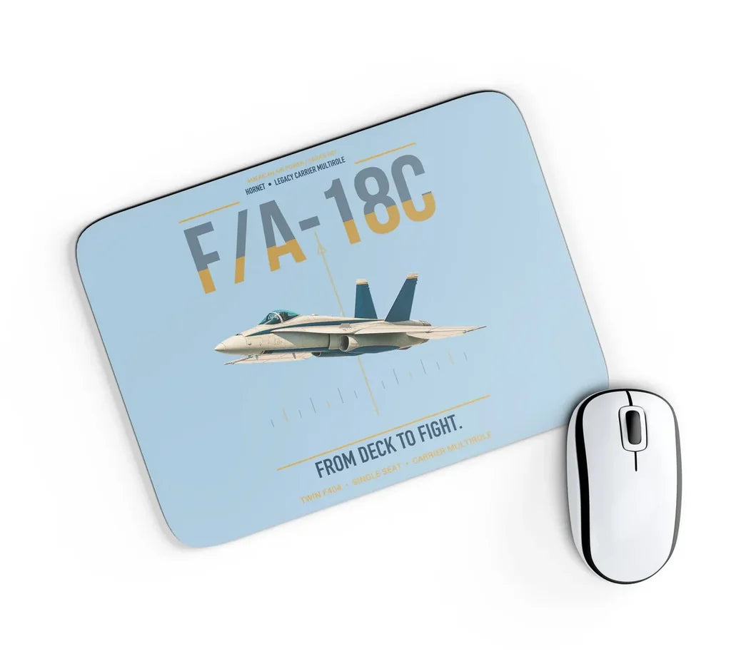F-A-18C Hornet design on light blue rectangle mouse pad