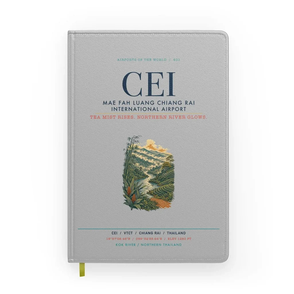 Mae Fah Luang Chiang Rai International Airport (CEI) design on light gray notebook