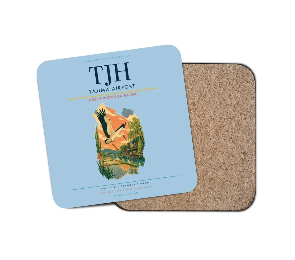 Tajima Airport (TJH) design on light blue 1 piece coaster