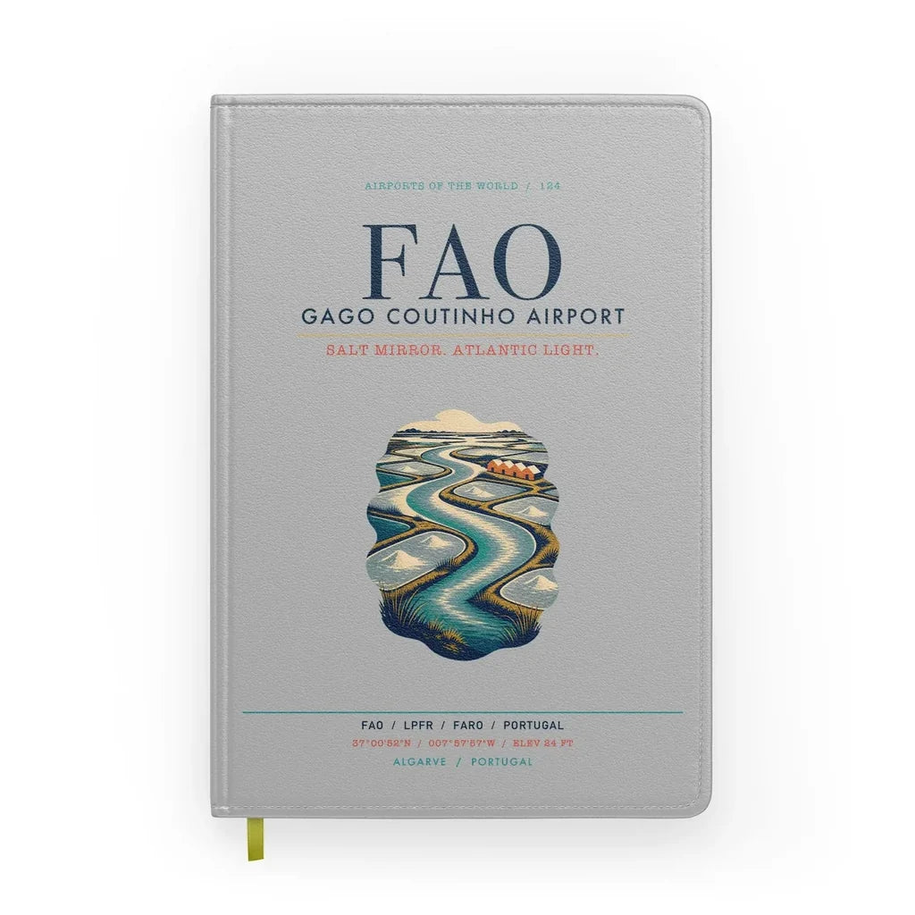 Gago Coutinho Airport Faro (FAO) design on light gray notebook
