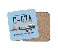 Thumbnail for C-47A Skytrain design on light blue 1 piece coaster