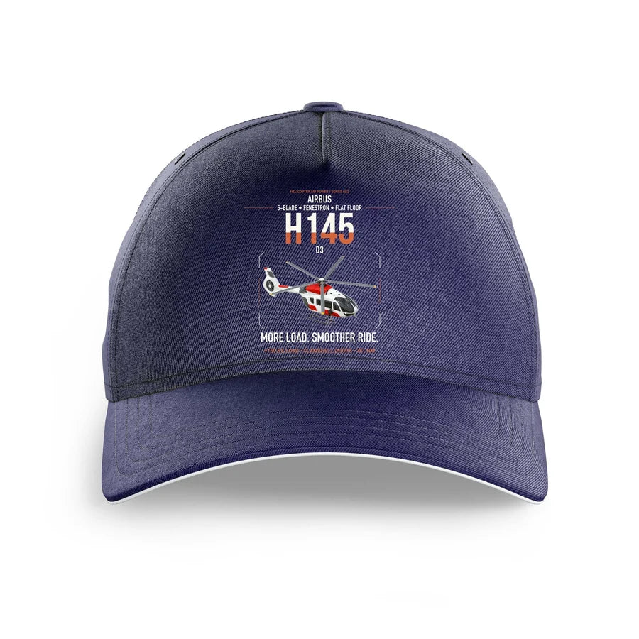 Airbus H145 D3 design on dark blue printed hat