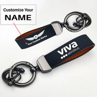 Thumbnail for Viva Aerobus Horseshoe Buckle key chain, Navy Blue + Name