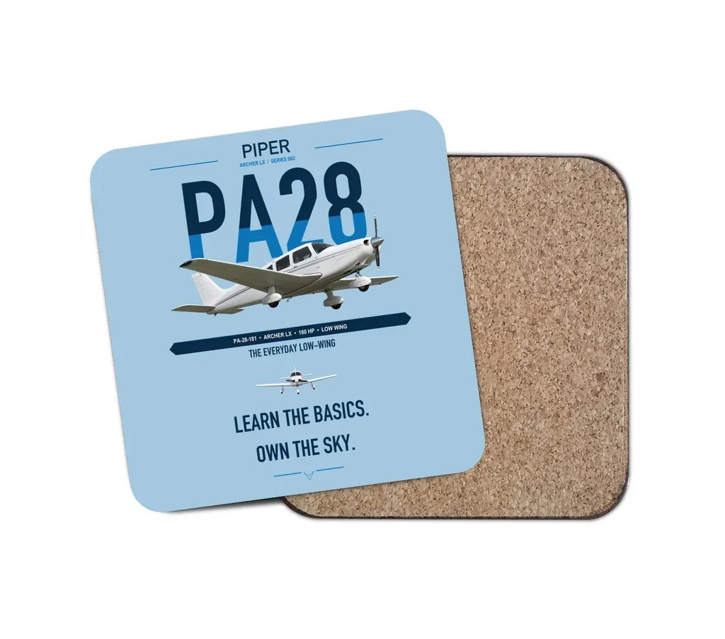 Piper PA-28-181 Archer LX design on light blue 1 piece coaster