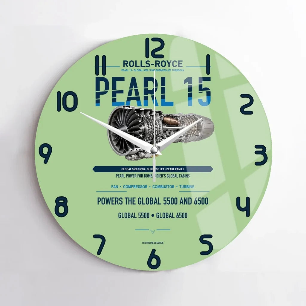 PEARL 15 design on light green no frame wall clock