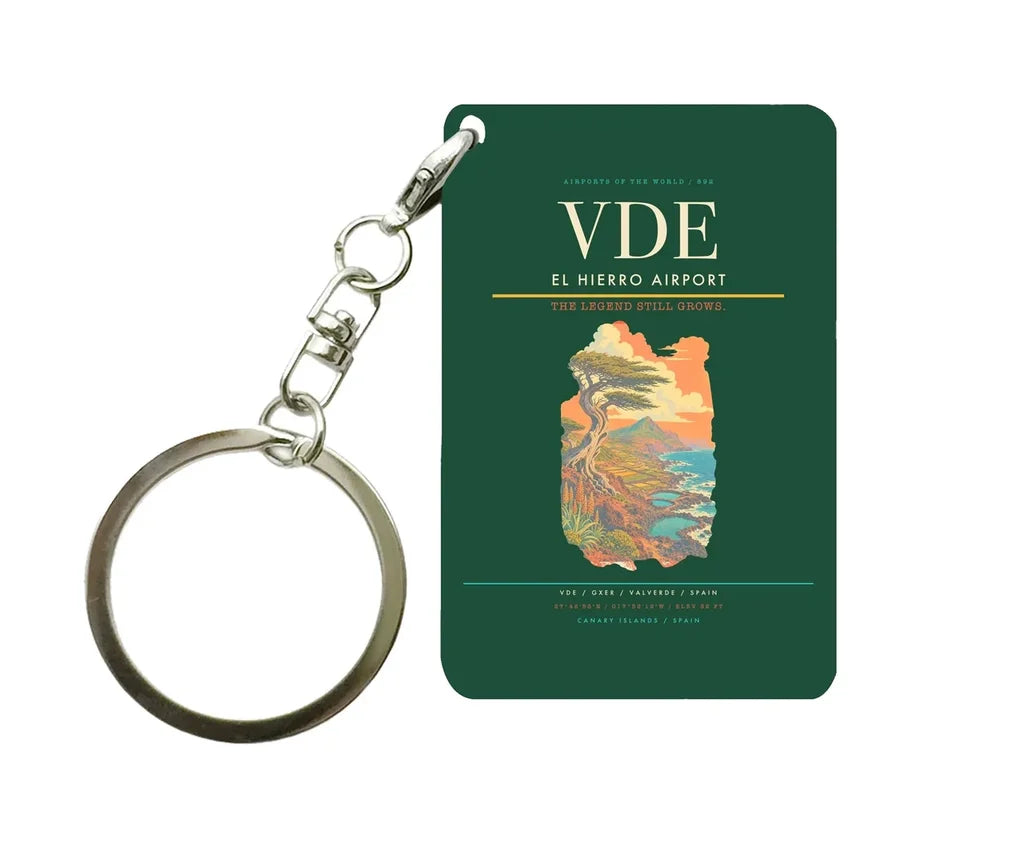 El Hierro Airport (VDE) design on dark green key chain