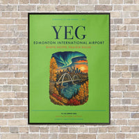 Thumbnail for Edmonton International Airport YEG vertical canvas print - framed - light green background