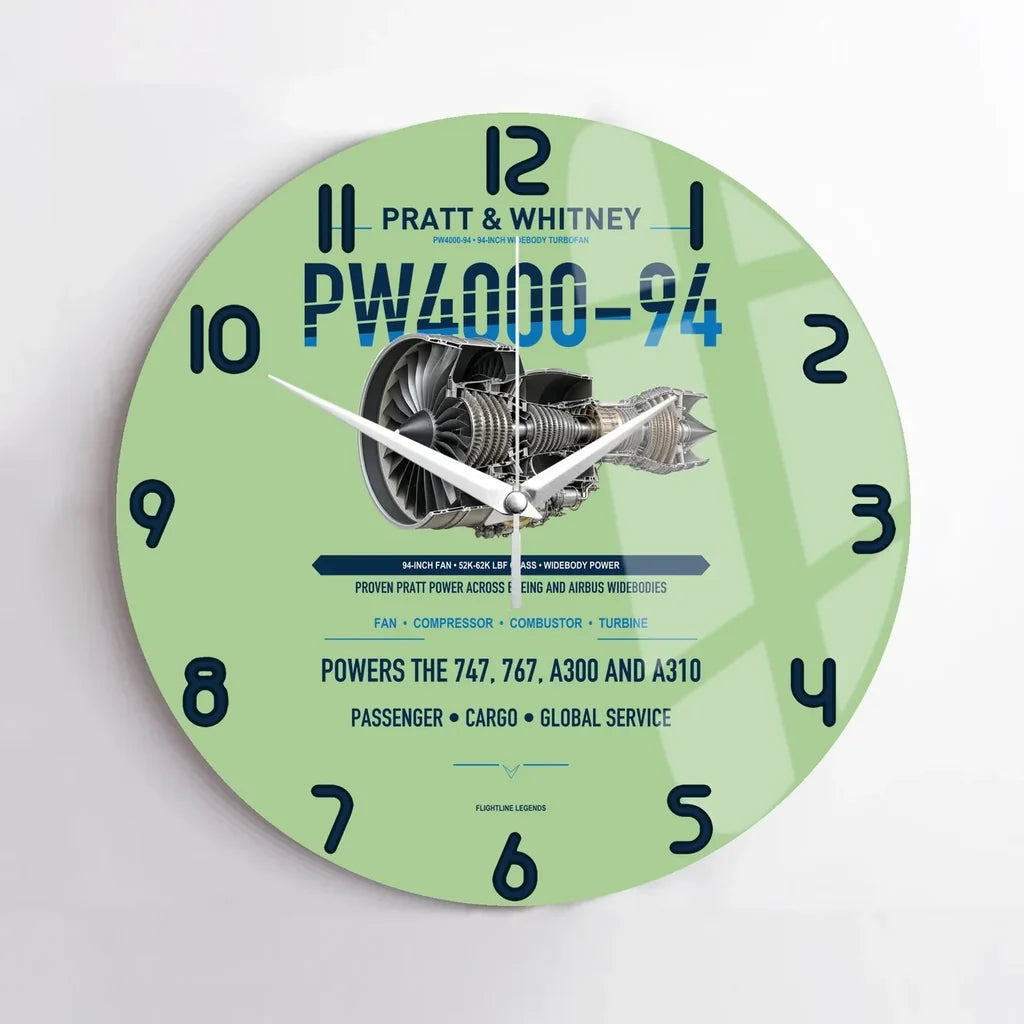 PW4000-94 design on light green no frame wall clock