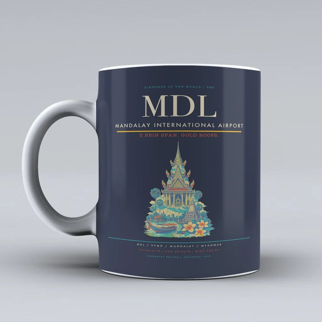 International Airport MDL Mug design on dark blue mandalay