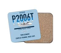 Thumbnail for Tecnam P2006T design on light blue 1 piece coaster