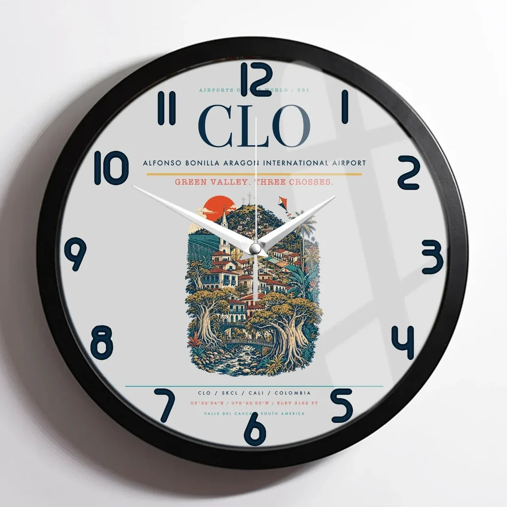 Alfonso Bonilla Aragon International Airport CLO Wall-Clock Framed - Light Gray