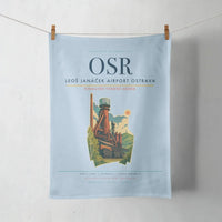 Thumbnail for Leoš Janáček Airport Ostrava (OSR) design on light blue towel