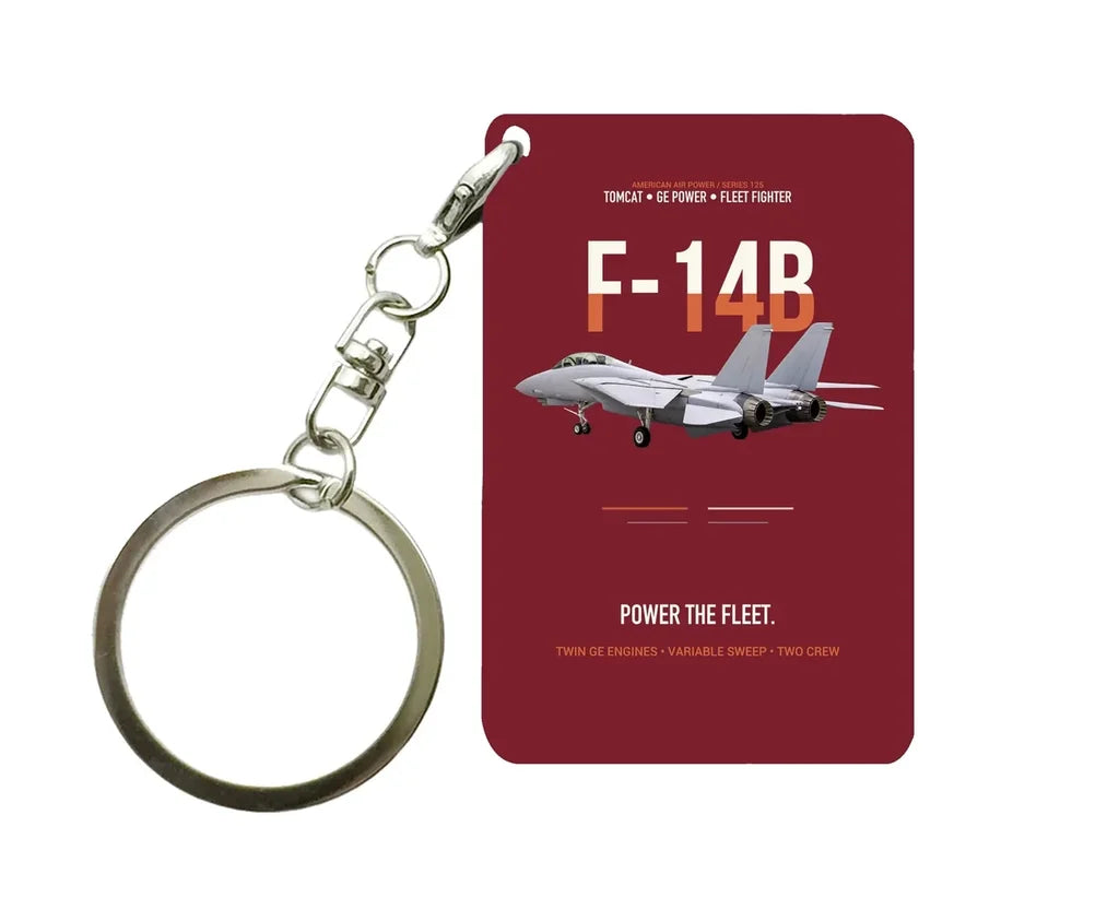 F-14B TOMCAT Key Chain design on dark red key chain