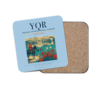 Thumbnail for Regina International Airport (YQR) design on light blue 1 piece coaster