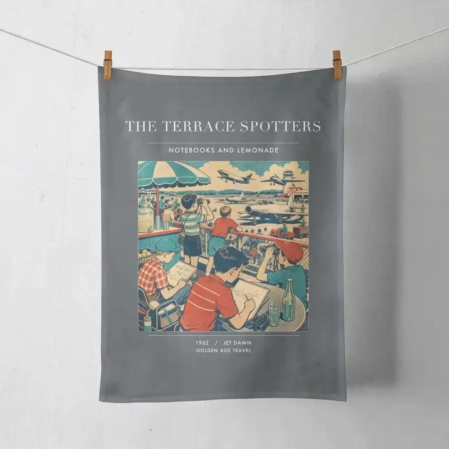 VINTAGE G4114 - The Terrace Spotters - Designed Towels design on gray