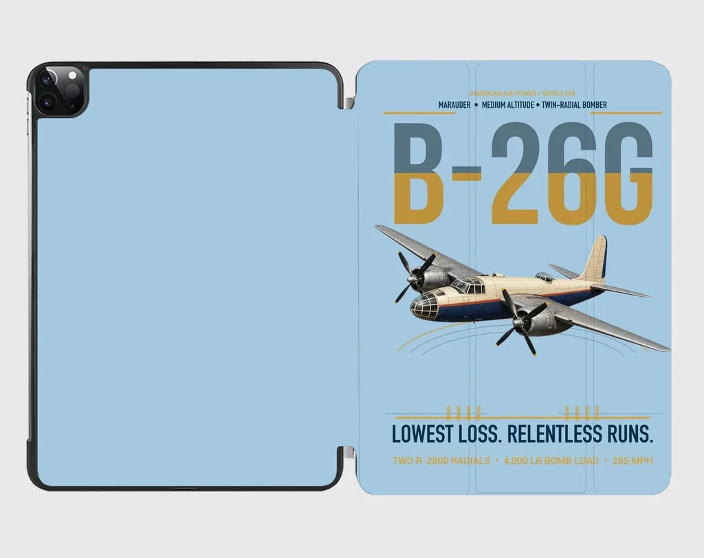 B-26G Marauder design on light blue ipad tablet case