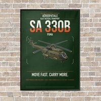 Thumbnail for Aérospatiale SA 330B Puma vertical canvas print - framed - dark green background