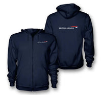 Thumbnail for British Airways Airlines logo on navy blue zipped hoodie