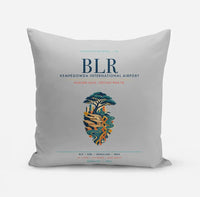 Thumbnail for Kempegowda International Airport Bengaluru (BLR) design on light gray pillow