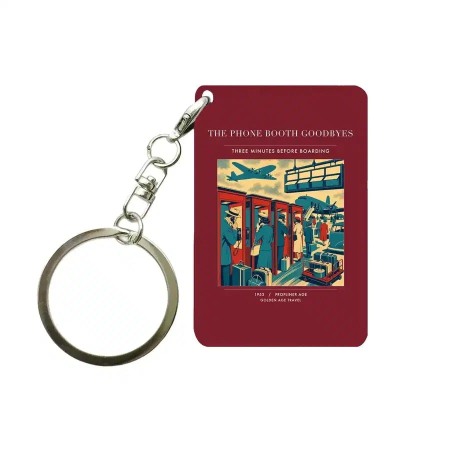 VINTAGE G4382 - The Phone Booth Goodbyes - Designed Key Chain design on darkred