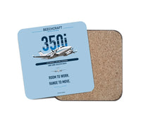 Thumbnail for Beechcraft King Air 350i design on light blue 1 piece coaster