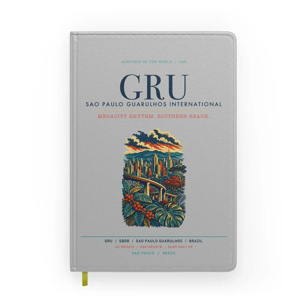Sao Paulo Guarulhos International Airport (GRU) design on light gray notebook