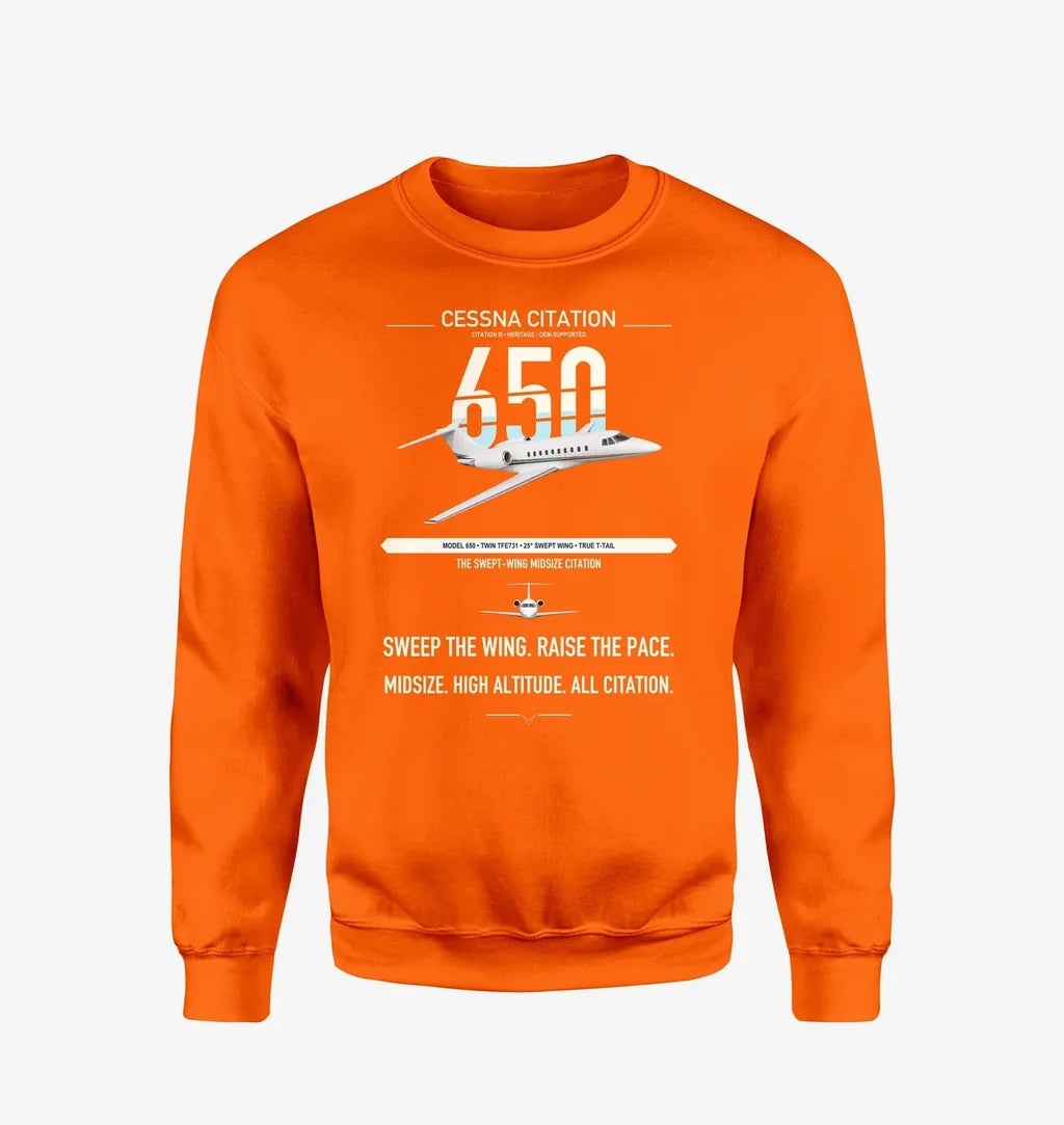 Cessna Citation 650 - Citation III design on orange sweatshirt