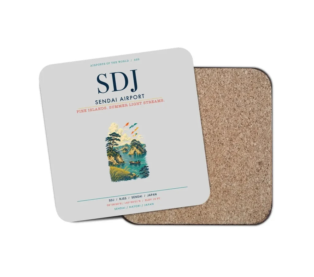 Sendai Airport (SDJ) design on light gray 1 piece coaster