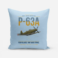 Thumbnail for P-63A Kingcobra design on light blue pillow