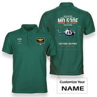 Thumbnail for MD Helicopters MD 530F design on green+name double-side polo t-shirt, double-side print
