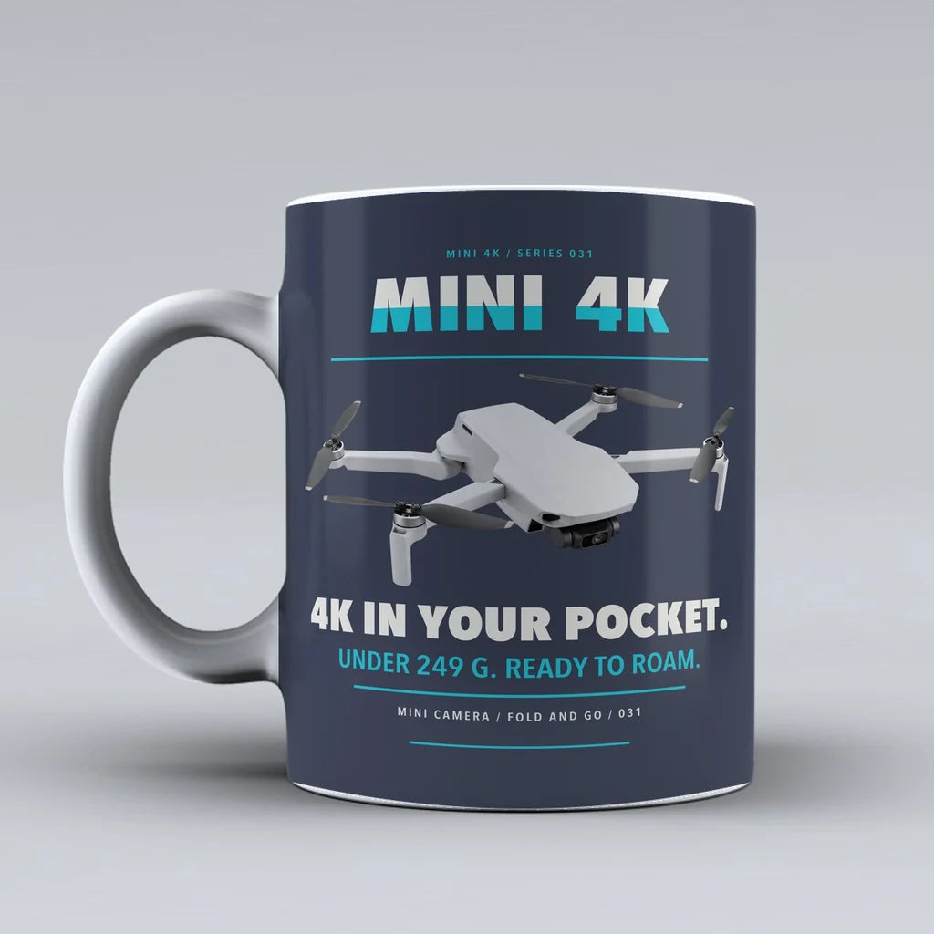 Mini 4K Mug design on dark blue dji