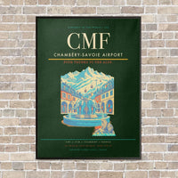 Thumbnail for Chambéry-Savoie Airport CMF vertical canvas print - framed - dark green background