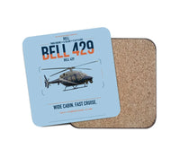 Thumbnail for Bell 429 design on light blue 1 piece coaster