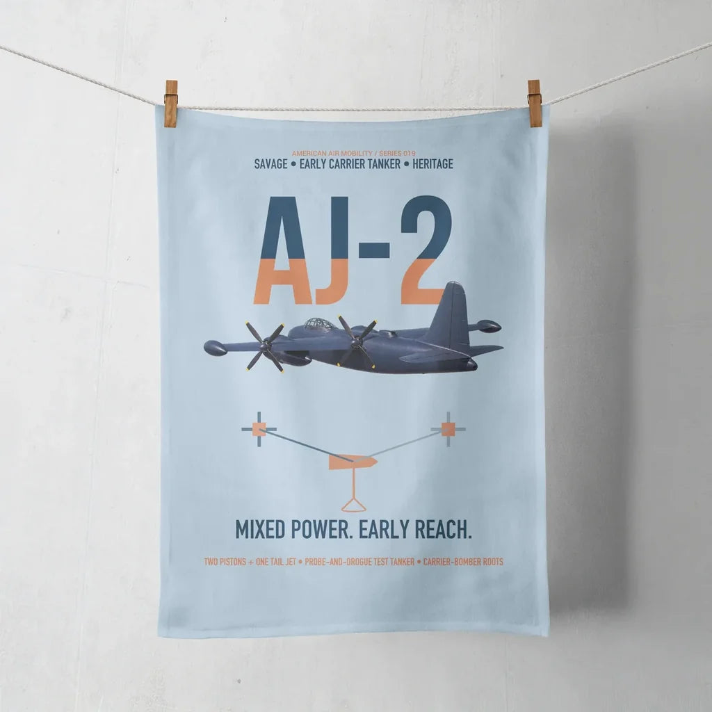 AJ-2 Savage Tanker design on light blue towel
