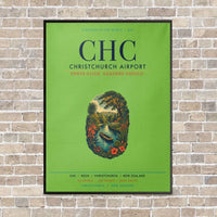 Thumbnail for Christchurch Airport CHC vertical canvas print - framed - light green background