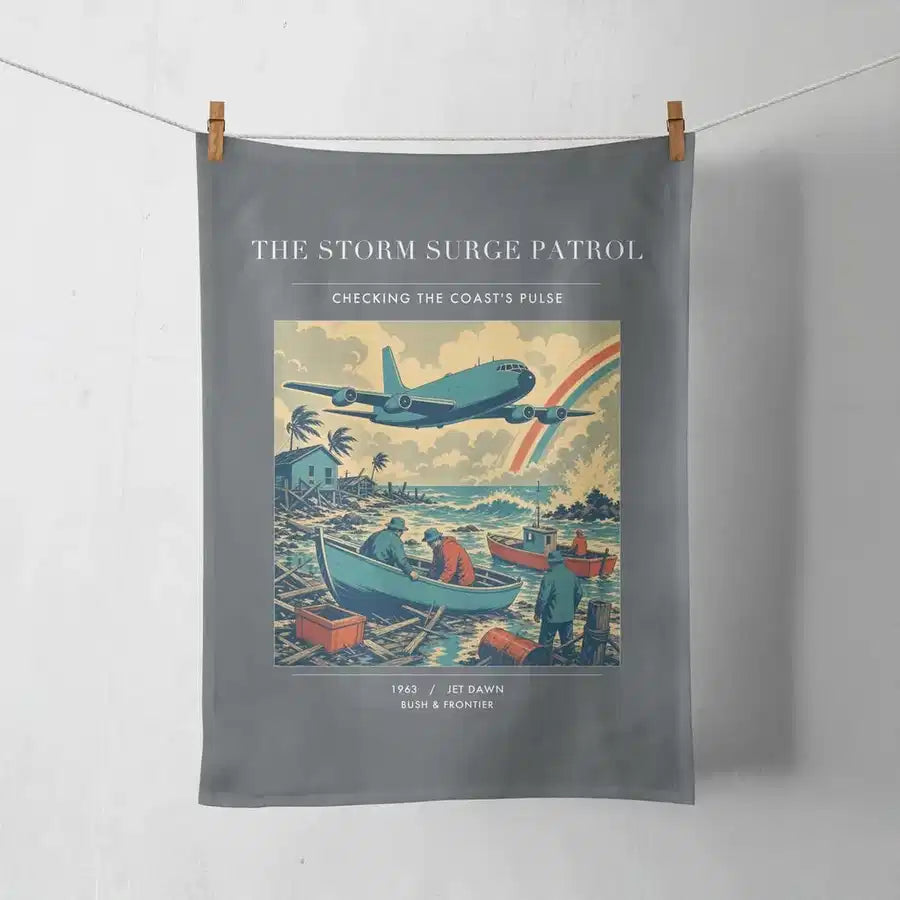 VINTAGE G4367 - The Storm Surge Patrol - Designed Towels design on gray