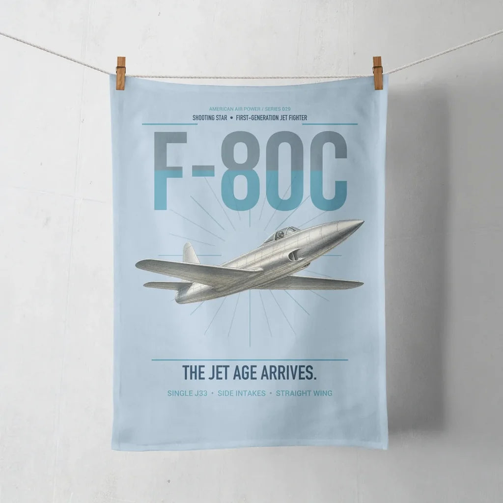 F-80C Shooting Star design on light blue towel