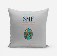 Thumbnail for Sacramento International Airport (SMF) design on light gray pillow
