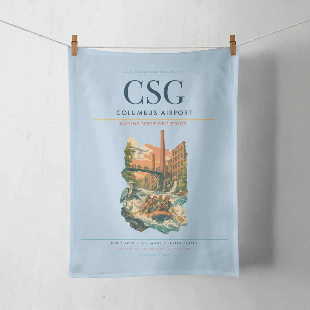 Columbus Airport (CSG) design on light blue towel