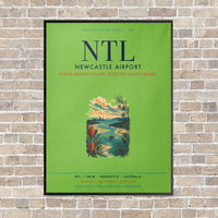 Thumbnail for Newcastle Airport NTL vertical canvas print - framed - light green background