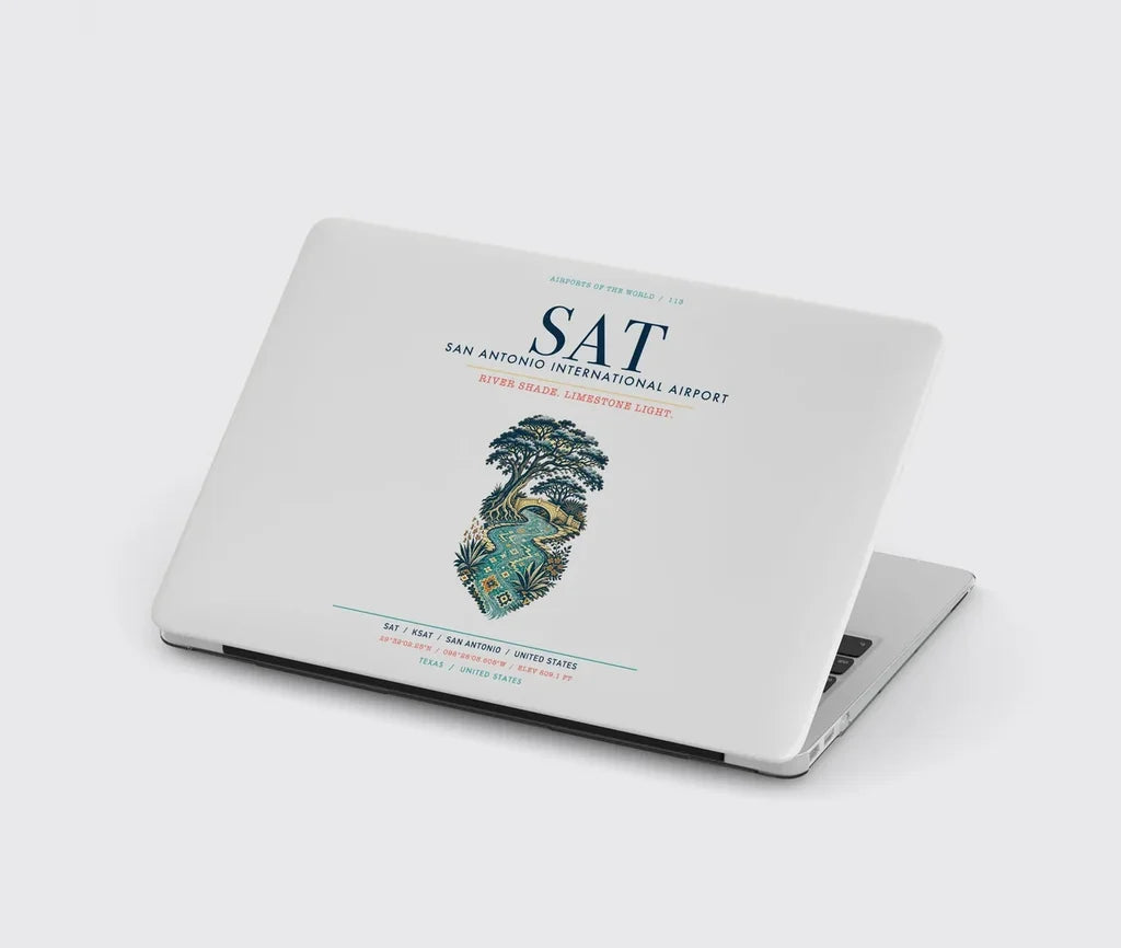 San Antonio International Airport (SAT) design on light gray MacBook case