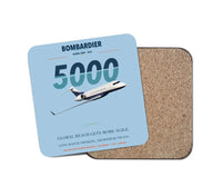 Thumbnail for Bombardier Global 5000 design on light blue 1 piece coaster