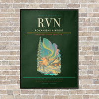 Thumbnail for Rovaniemi Airport RVN vertical canvas print - framed - dark green background