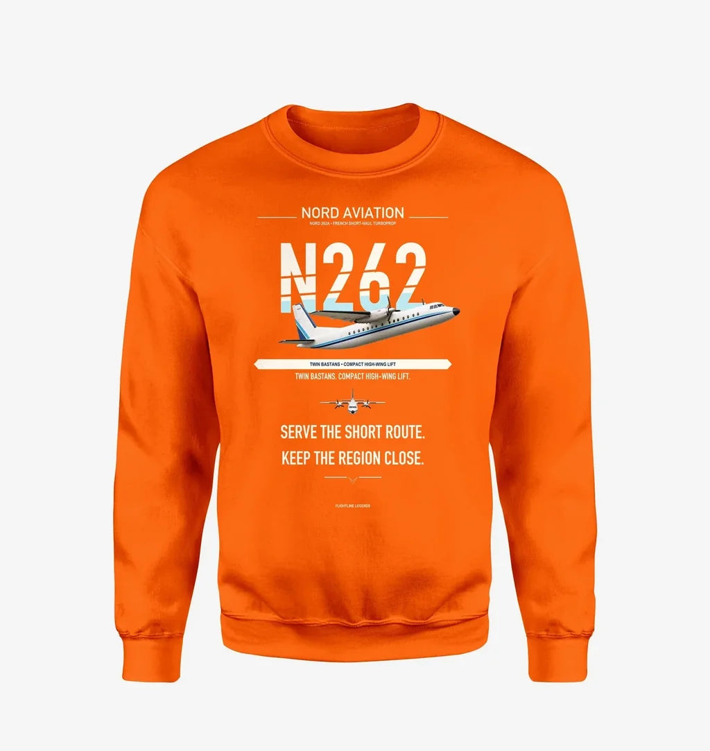 Nord 262A design on orange sweatshirt